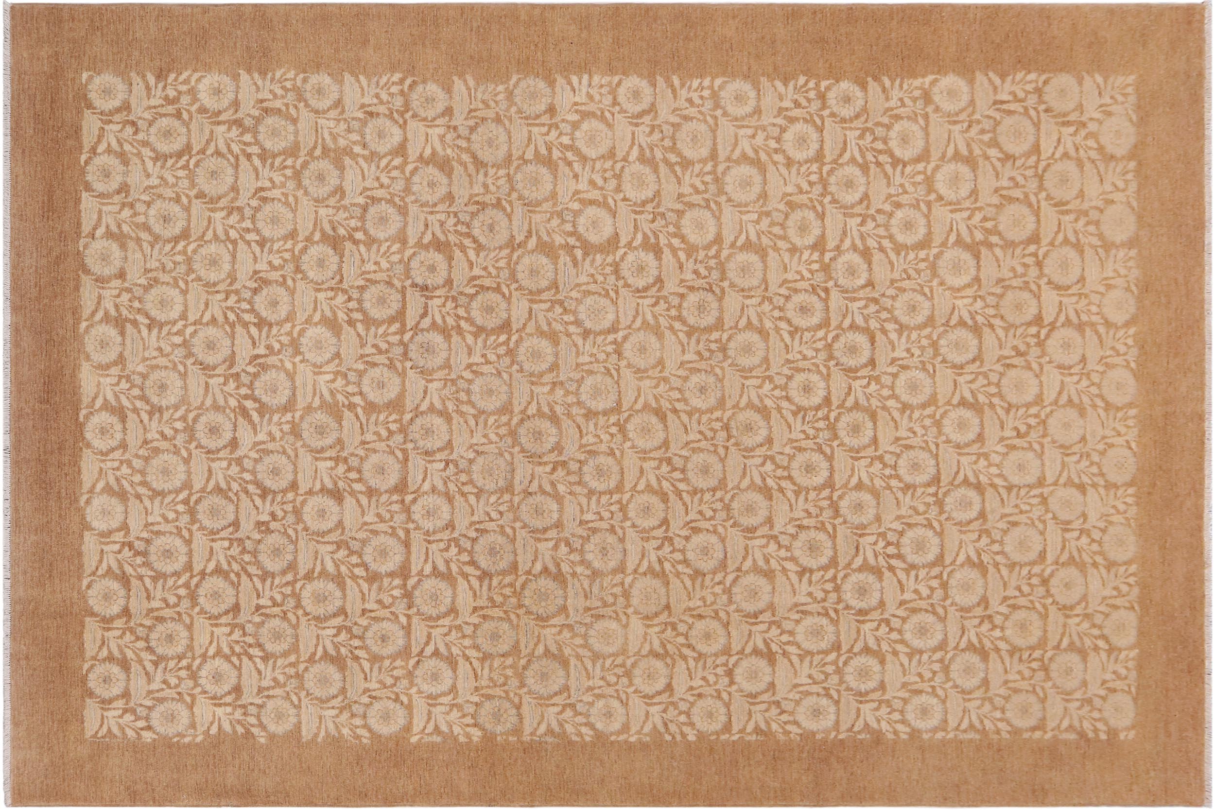 handmade Modern Kafkaz Beige Brown Hand Knotted RECTANGLE 100% WOOL area rug 9' x 12'