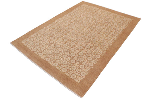 handmade Modern Kafkaz Beige Brown Hand Knotted RECTANGLE 100% WOOL area rug 9' x 12'