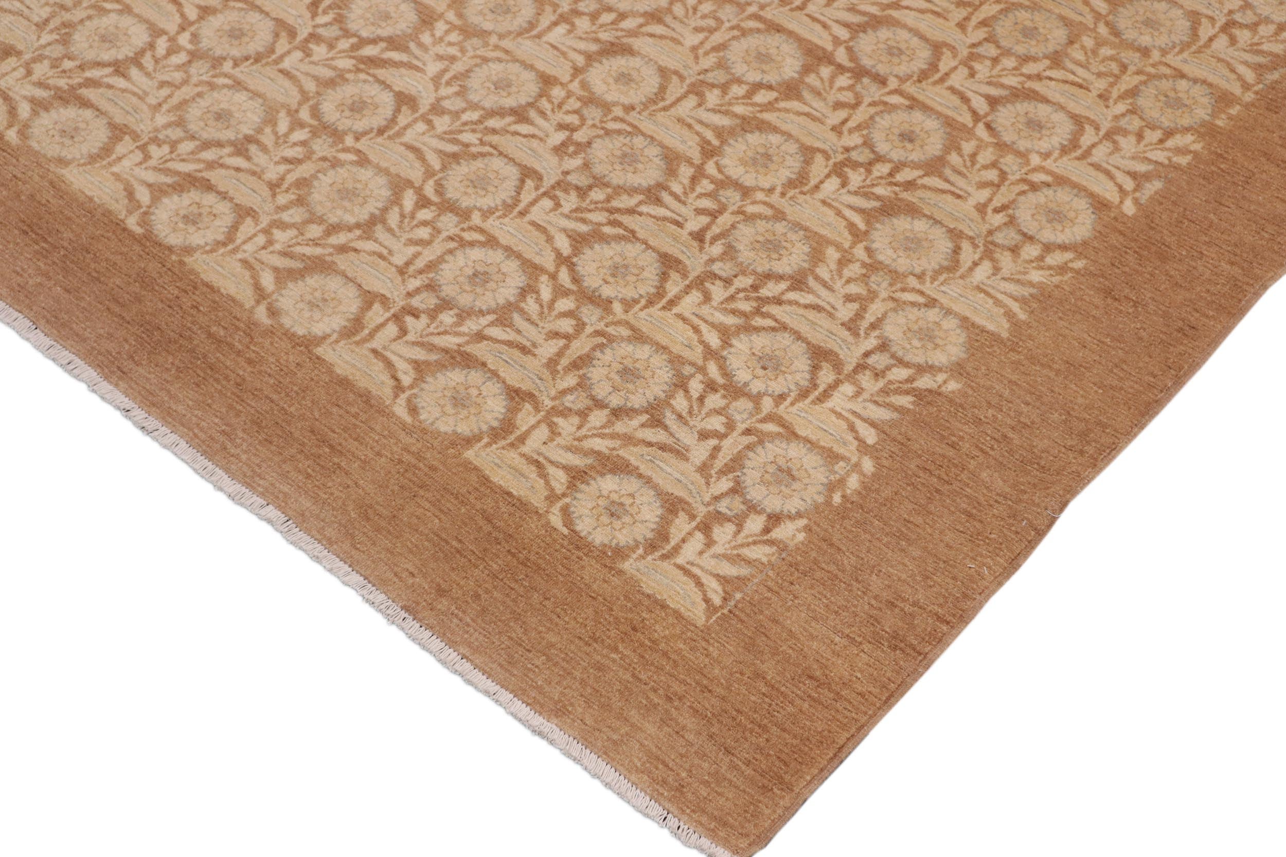 handmade Modern Kafkaz Beige Brown Hand Knotted RECTANGLE 100% WOOL area rug 9' x 12'