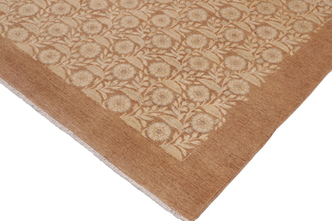 handmade Modern Kafkaz Beige Brown Hand Knotted RECTANGLE 100% WOOL area rug 9' x 12'