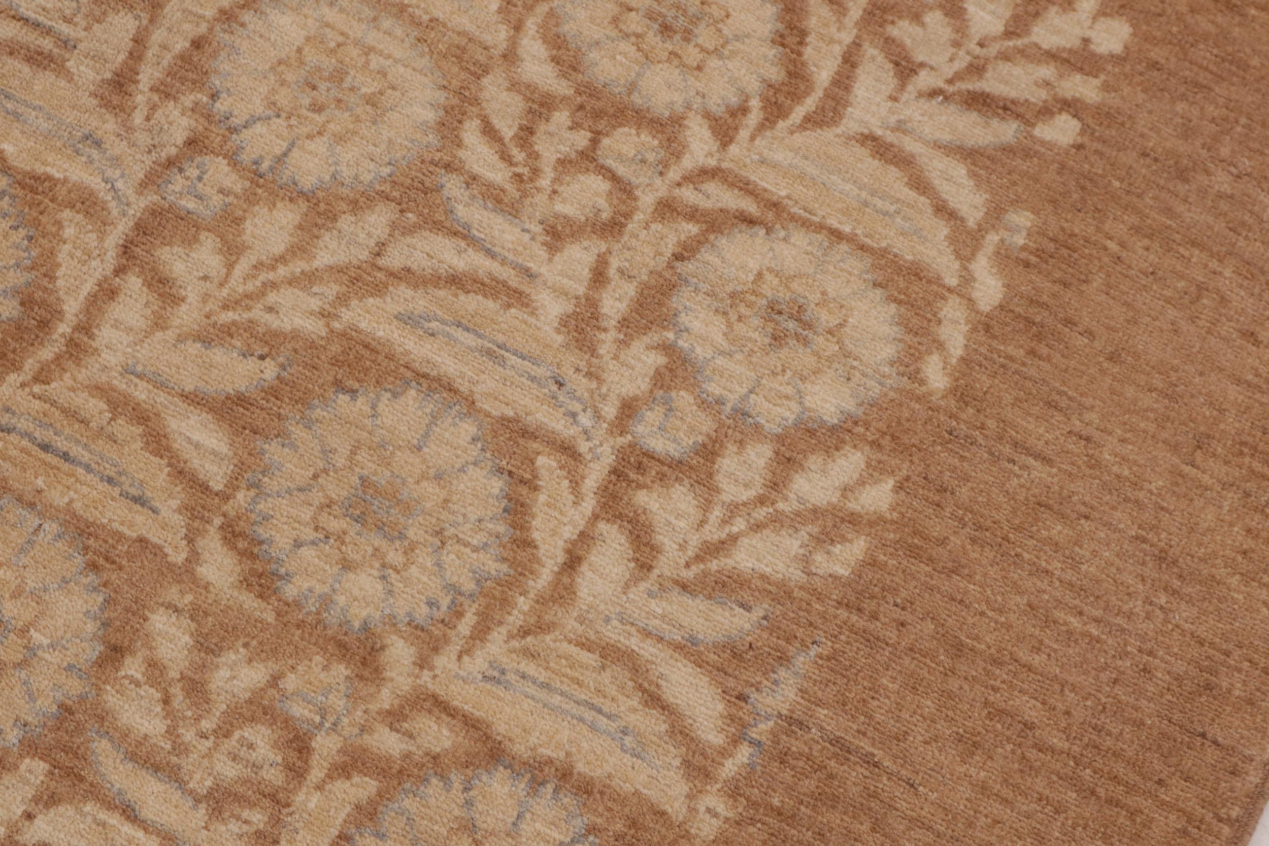 handmade Modern Kafkaz Beige Brown Hand Knotted RECTANGLE 100% WOOL area rug 9' x 12'