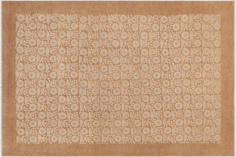 handmade Modern Kafkaz Beige Brown Hand Knotted RECTANGLE 100% WOOL area rug 9' x 12'