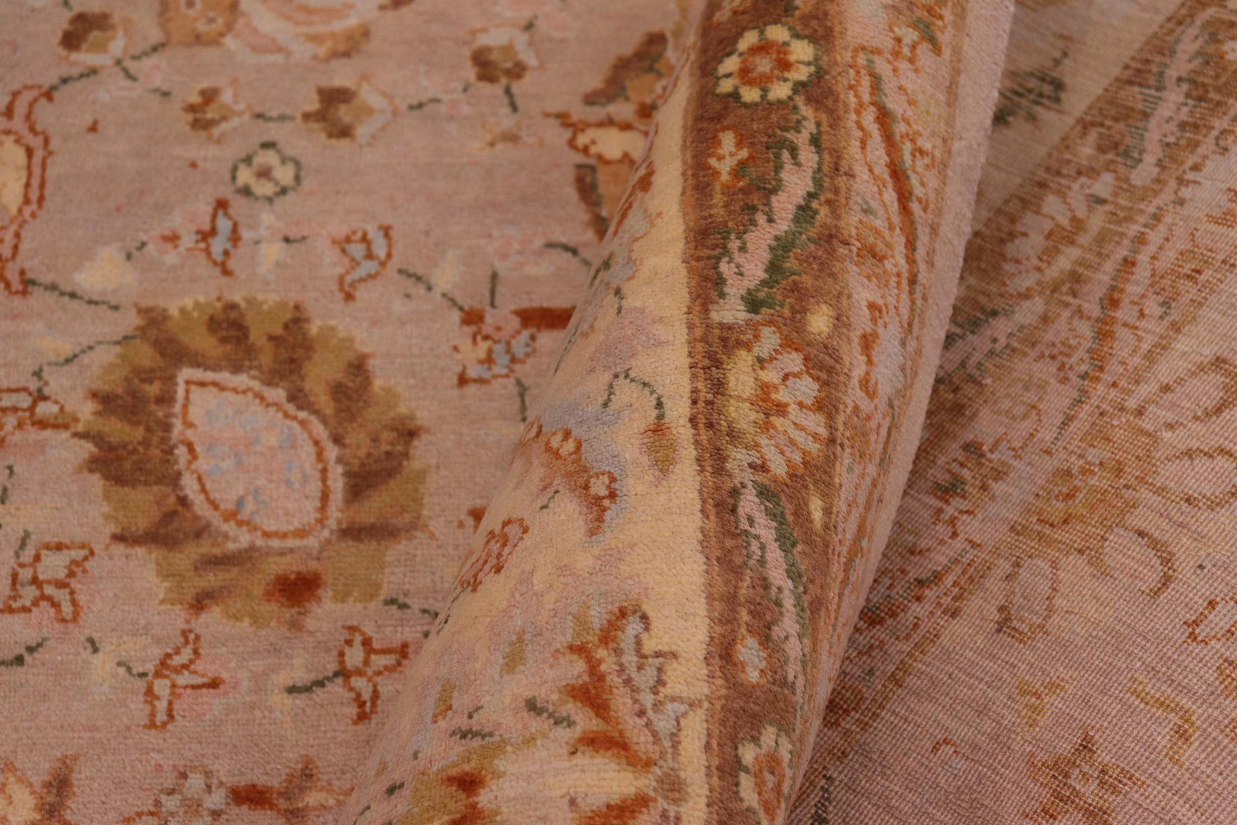 handmade Traditional  Taupe Beige Hand Knotted RECTANGLE 100% WOOL area rug 9' x 12'