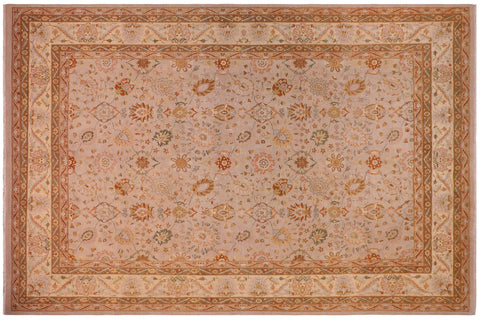 handmade Traditional  Taupe Beige Hand Knotted RECTANGLE 100% WOOL area rug 9' x 12'