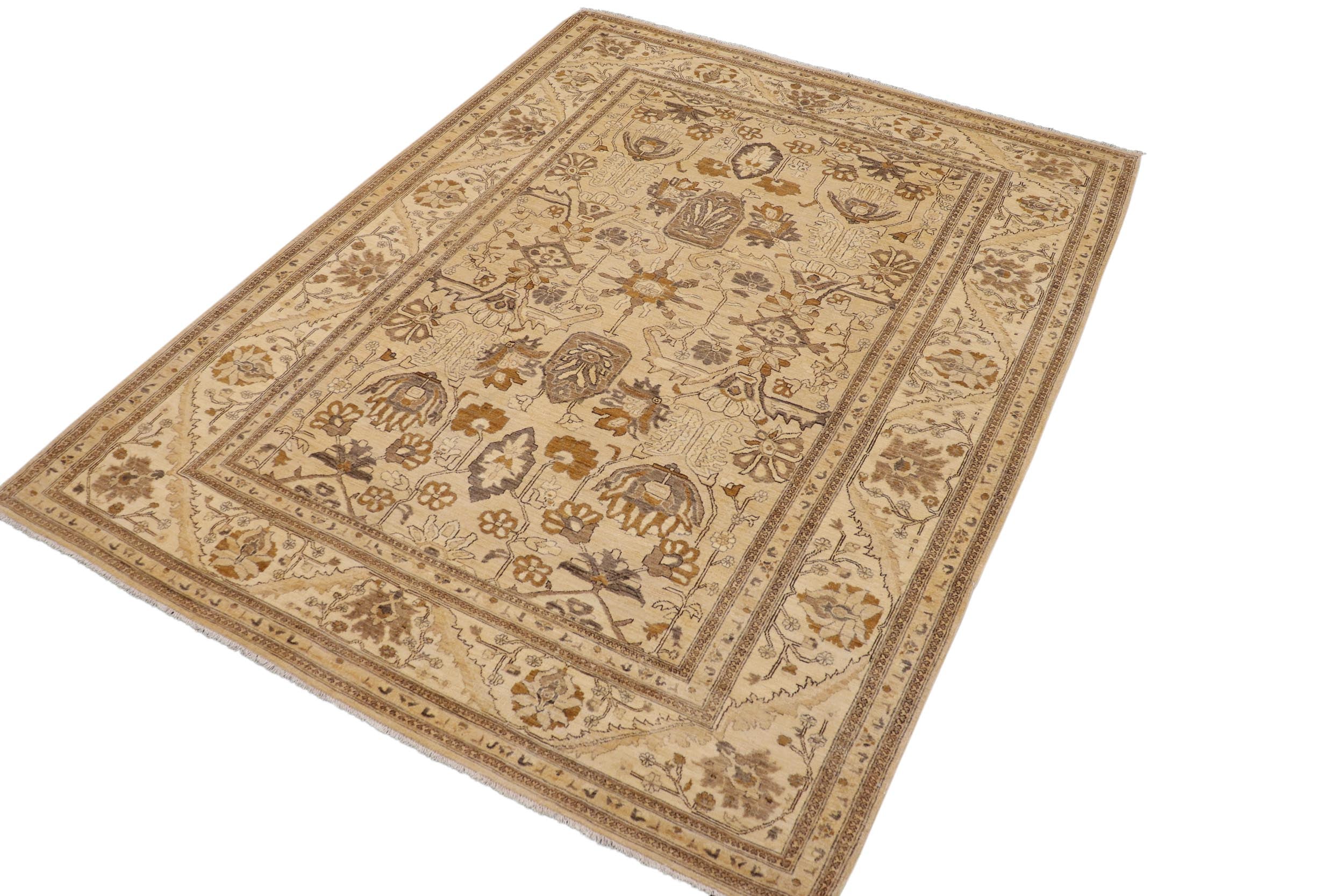 handmade Traditional Kafkaz Tan Beige Hand Knotted RECTANGLE 100% WOOL area rug 9x12