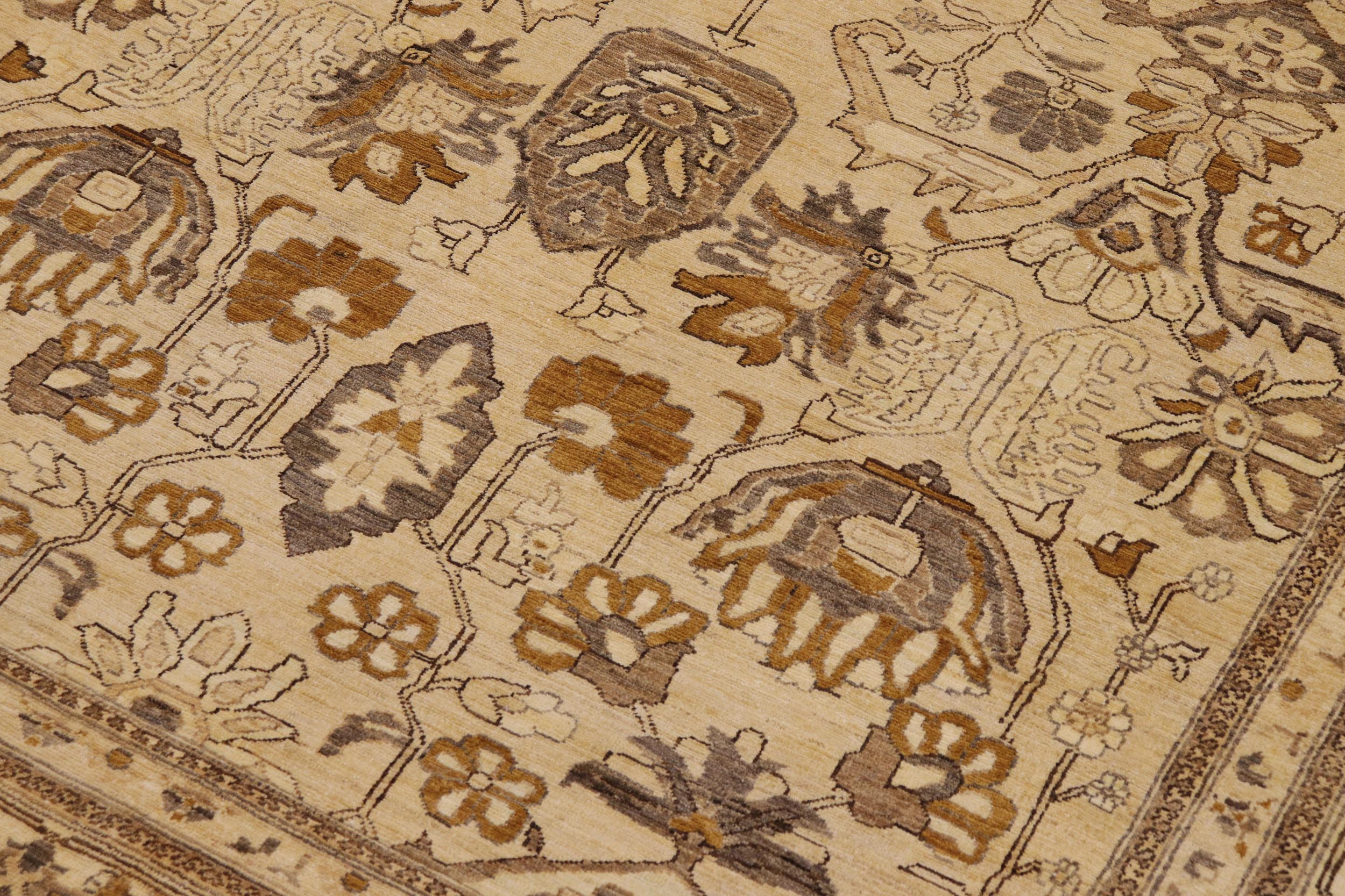 handmade Traditional Kafkaz Tan Beige Hand Knotted RECTANGLE 100% WOOL area rug 9x12