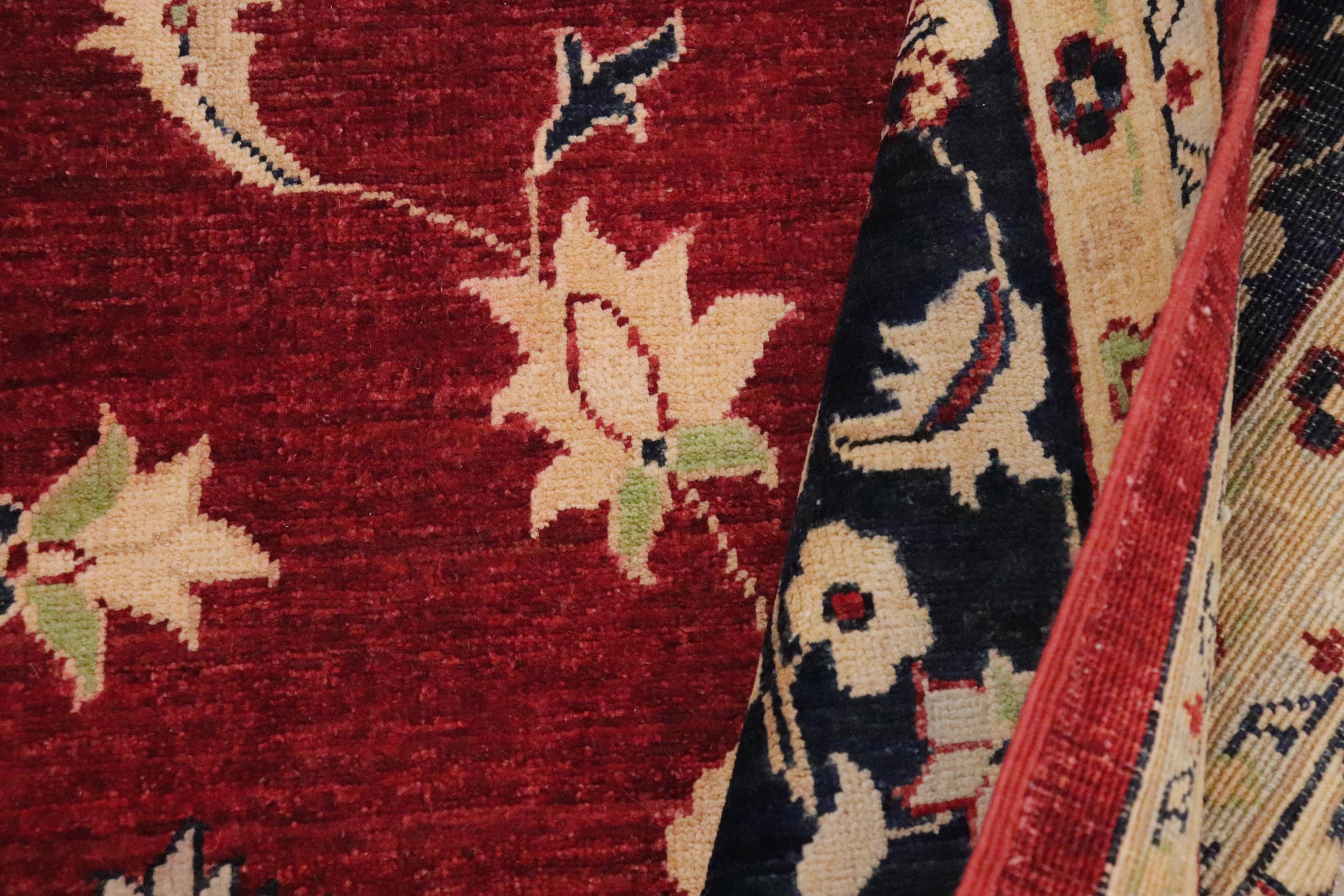 handmade Traditional Kafkaz Red Blue Hand Knotted RECTANGLE 100% WOOL area rug 9x12