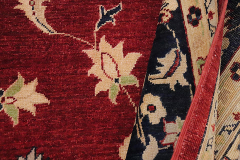 handmade Traditional Kafkaz Red Blue Hand Knotted RECTANGLE 100% WOOL area rug 9x12