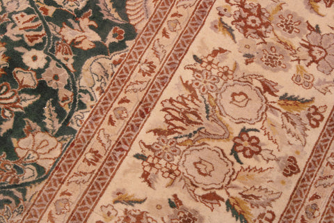 handmade Transitional Lahore Green Tan Hand Knotted RECTANGLE 100% WOOL area rug 9x12