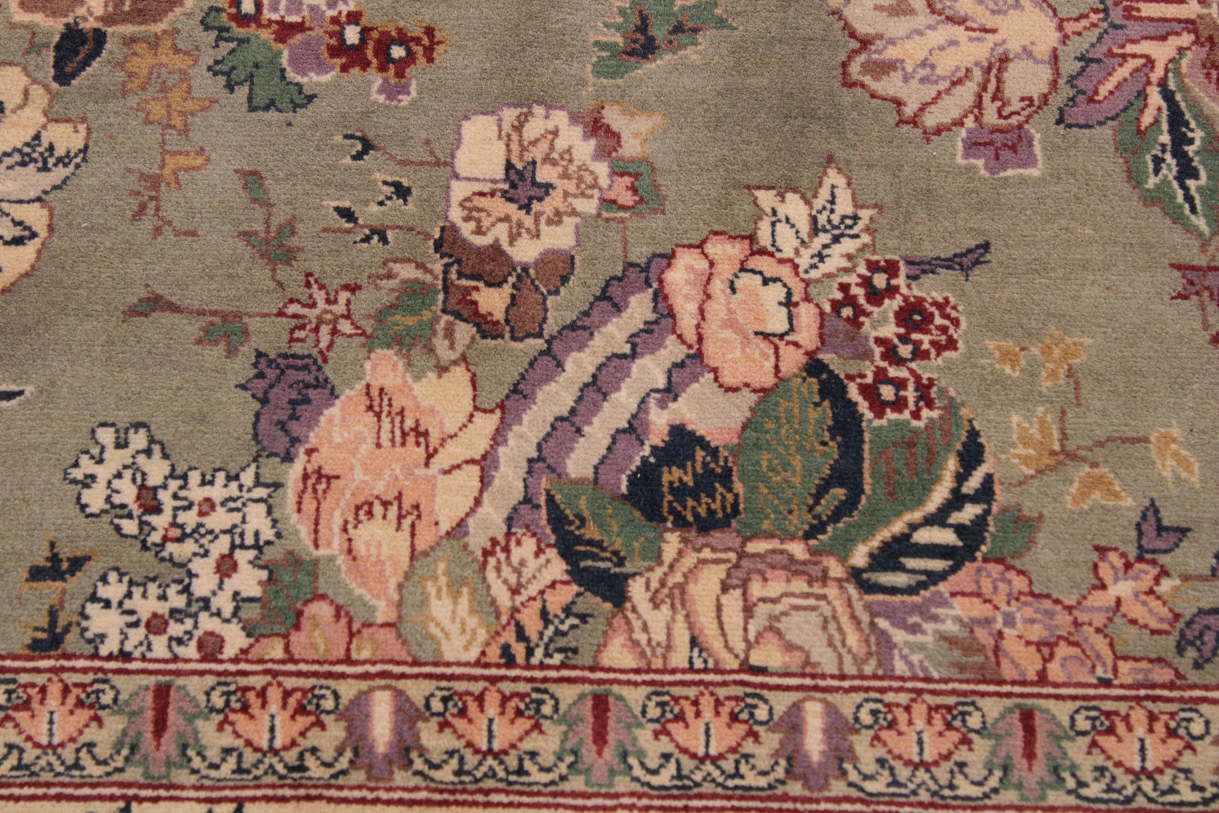 handmade Transitional Regular Lt. Green Tan Hand Knotted RECTANGLE 100% WOOL area rug 9x12