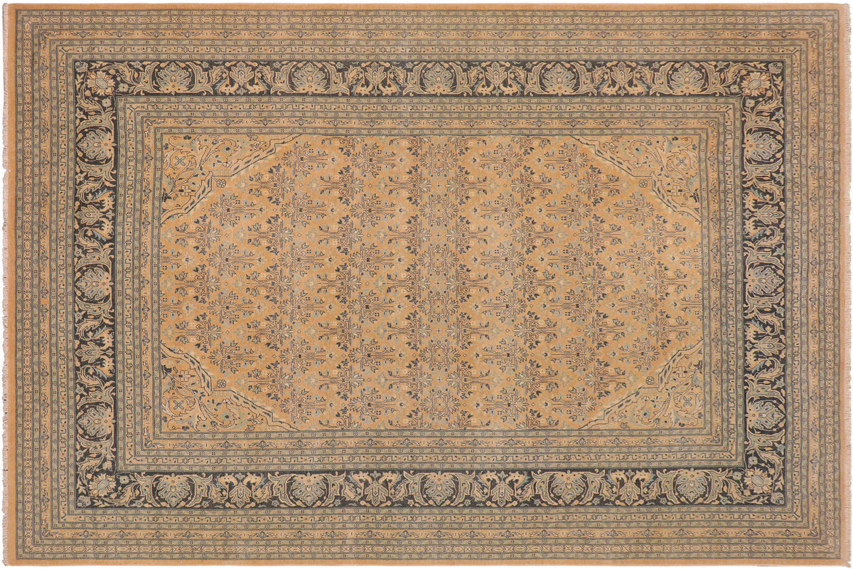 handmade Transitional Kafkaz Nude Drk.green Hand Knotted RECTANGLE 100% WOOL area rug 9x12