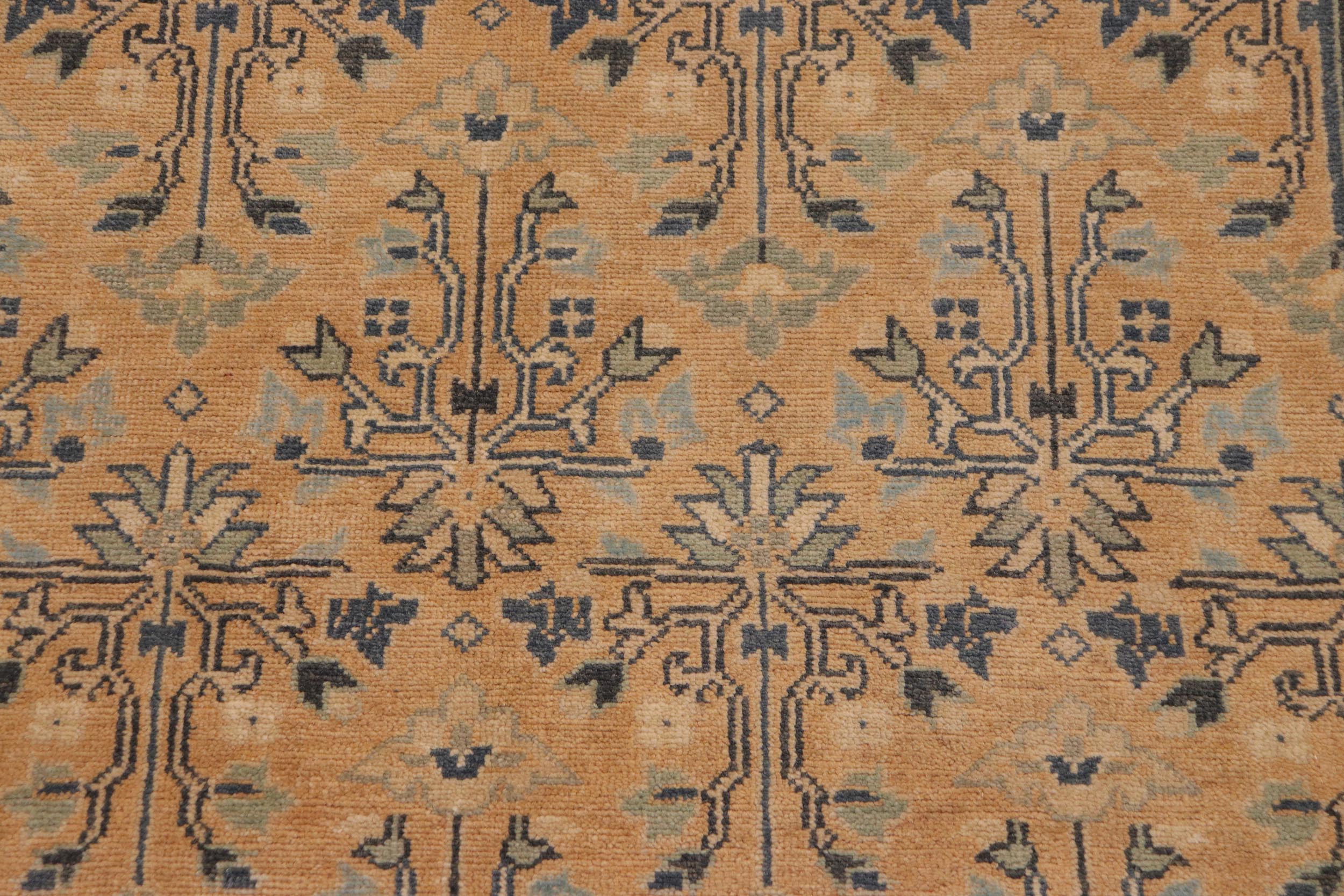 handmade Transitional Kafkaz Nude Drk.green Hand Knotted RECTANGLE 100% WOOL area rug 9x12