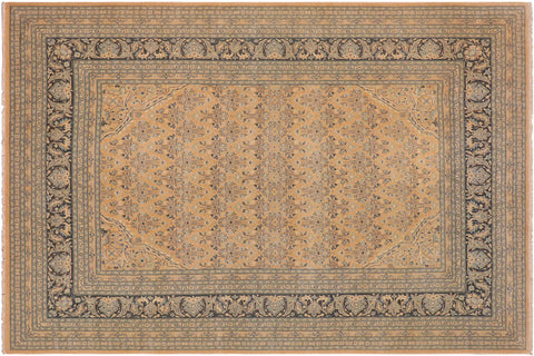 handmade Transitional Kafkaz Nude Drk.green Hand Knotted RECTANGLE 100% WOOL area rug 9x12