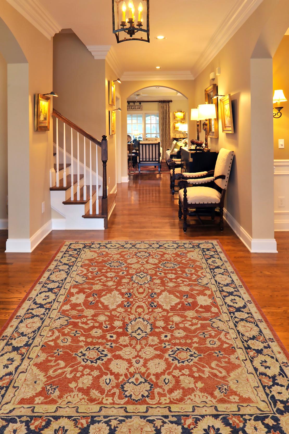 handmade Traditional Kafkaz Rust Blue Hand Knotted RECTANGLE 100% WOOL area rug 9x12