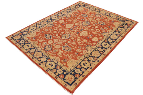 handmade Traditional Kafkaz Rust Blue Hand Knotted RECTANGLE 100% WOOL area rug 9x12