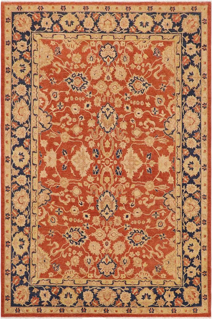 handmade Traditional Kafkaz Rust Blue Hand Knotted RECTANGLE 100% WOOL area rug 9X12