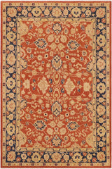 handmade Traditional Kafkaz Rust Blue Hand Knotted RECTANGLE 100% WOOL area rug 9X12