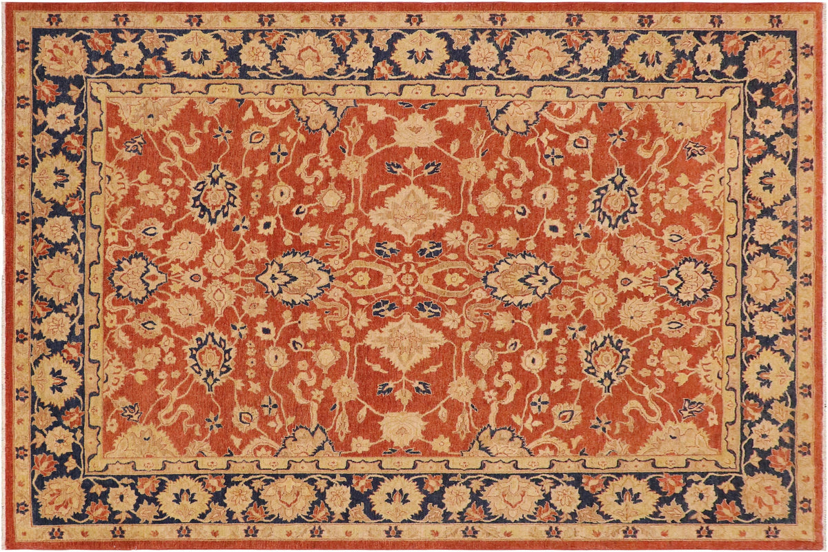 handmade Traditional Kafkaz Rust Blue Hand Knotted RECTANGLE 100% WOOL area rug 9x12