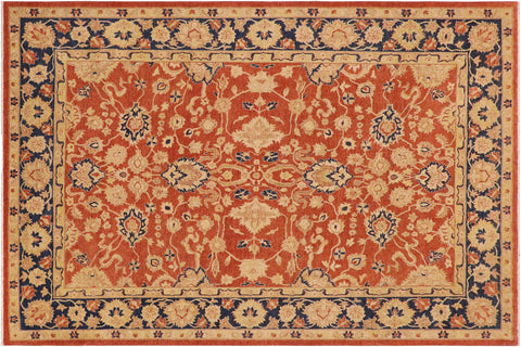 handmade Traditional Kafkaz Rust Blue Hand Knotted RECTANGLE 100% WOOL area rug 9x12