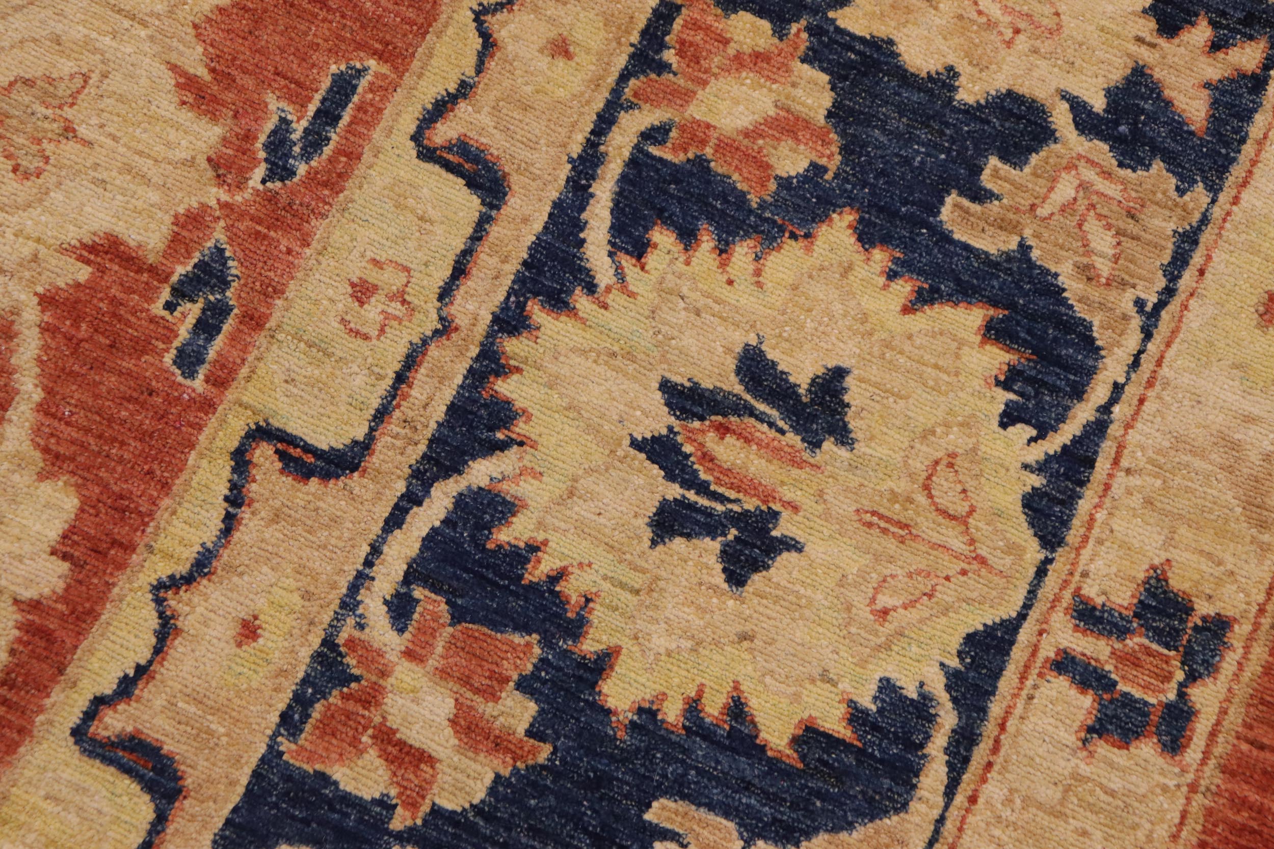 handmade Traditional Kafkaz Rust Blue Hand Knotted RECTANGLE 100% WOOL area rug 9x12