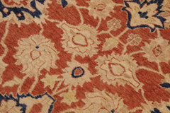 handmade Traditional Kafkaz Rust Blue Hand Knotted RECTANGLE 100% WOOL area rug 9X12