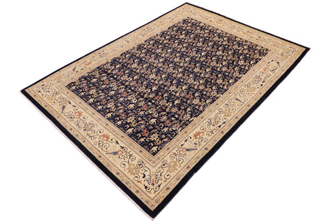handmade Transitional Kafkaz Blue Beige Hand Knotted RECTANGLE 100% WOOL area rug 9' x 12'
