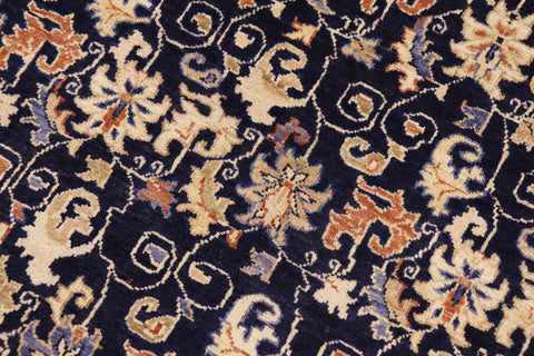 handmade Transitional Kafkaz Blue Beige Hand Knotted RECTANGLE 100% WOOL area rug 9' x 12'