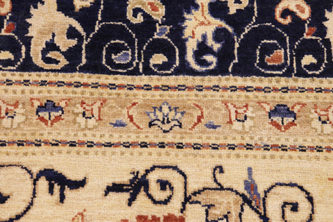 handmade Transitional Kafkaz Blue Beige Hand Knotted RECTANGLE 100% WOOL area rug 9' x 12'