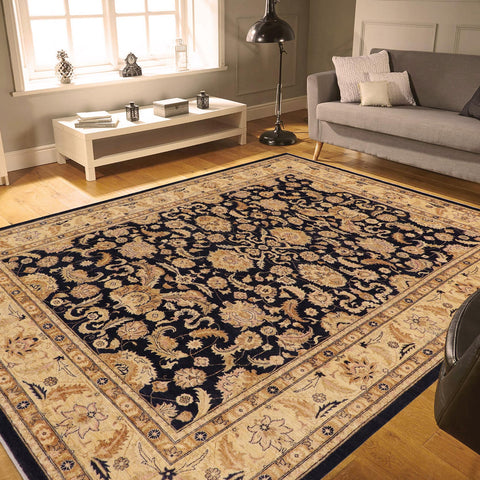 handmade Traditional Kafkaz Blue Tan Hand Knotted RECTANGLE 100% WOOL area rug 9x12