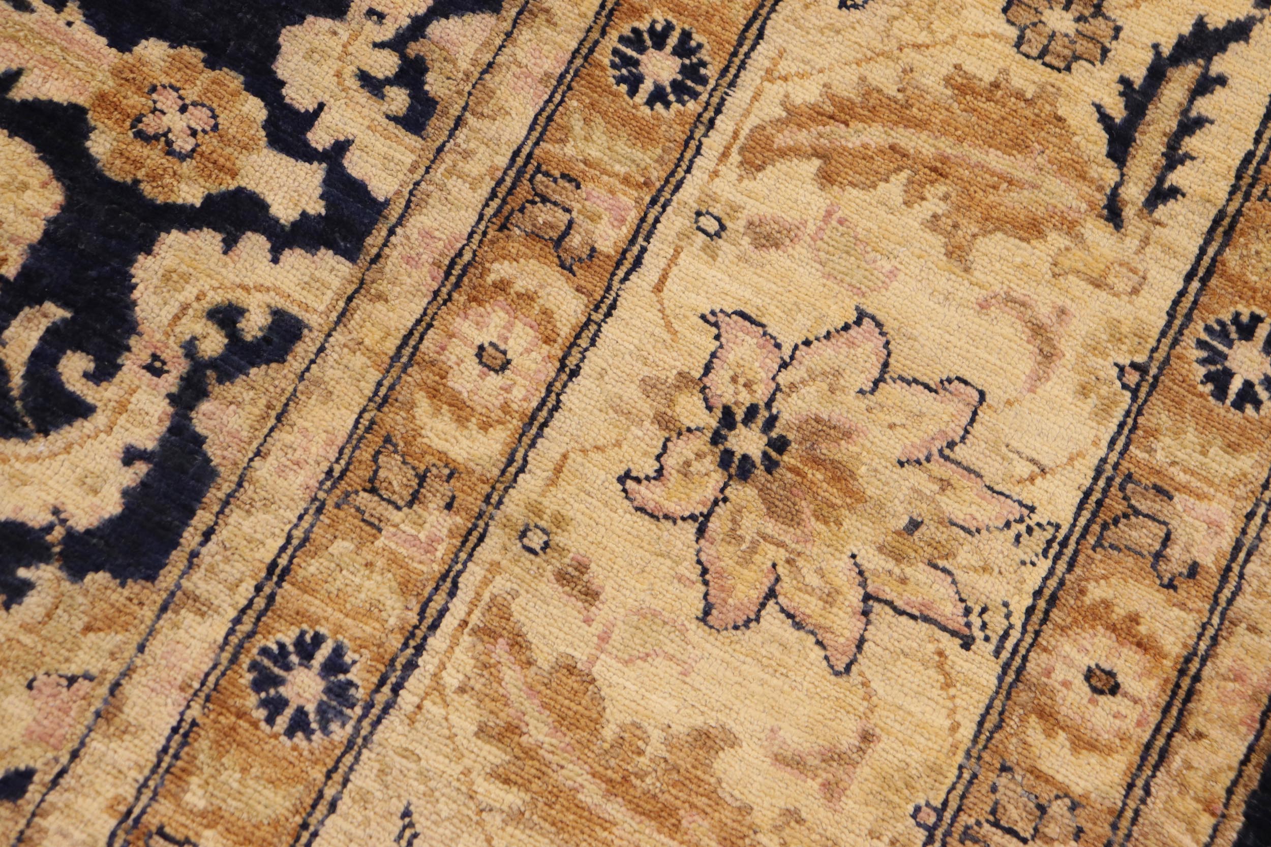 handmade Traditional Kafkaz Blue Tan Hand Knotted RECTANGLE 100% WOOL area rug 9x12
