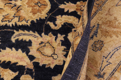 handmade Traditional Kafkaz Blue Tan Hand Knotted RECTANGLE 100% WOOL area rug 9x12