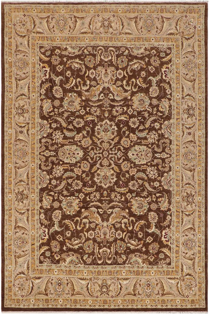 handmade Traditional Kafkaz Brown Tan Hand Knotted RECTANGLE 100% WOOL area rug 9X12