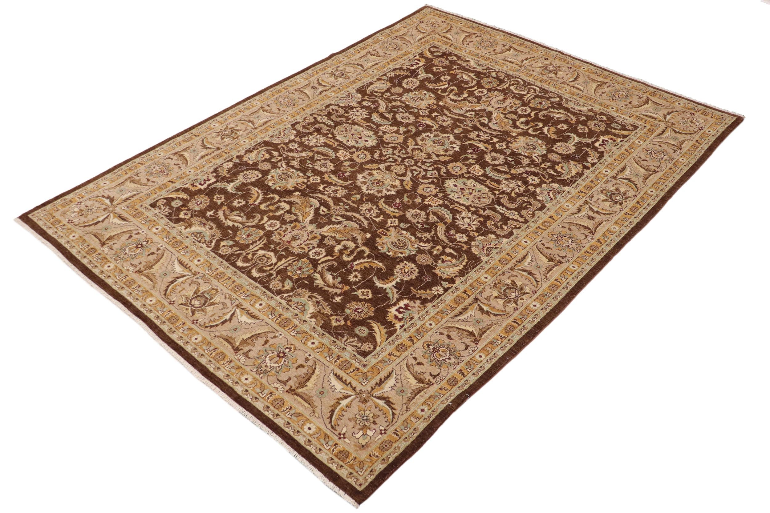 handmade Traditional Kafkaz Brown Tan Hand Knotted RECTANGLE 100% WOOL area rug 9x12