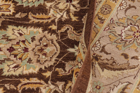 handmade Traditional Kafkaz Brown Tan Hand Knotted RECTANGLE 100% WOOL area rug 9x12