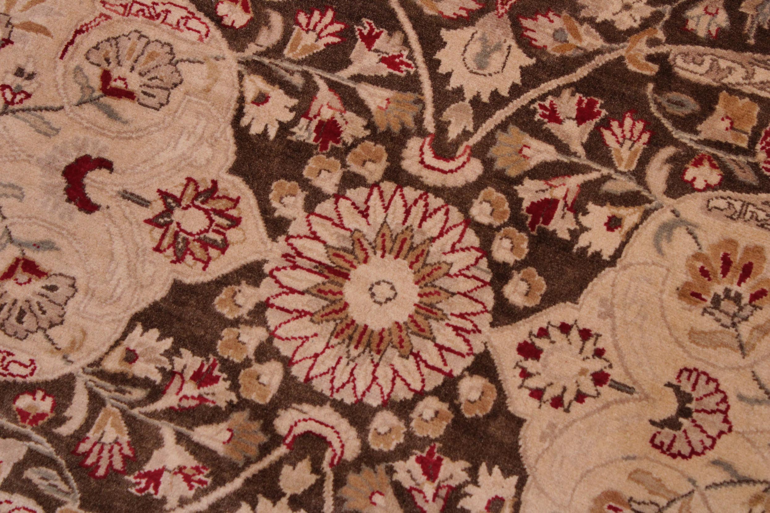 handmade Transitional Kirman Brown Brown Hand Knotted RECTANGLE 100% WOOL area rug 9x12