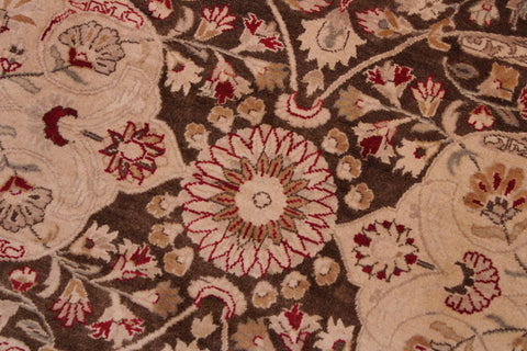 handmade Transitional Kirman Brown Brown Hand Knotted RECTANGLE 100% WOOL area rug 9x12