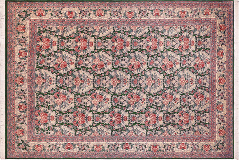 handmade Transitional Golden Green Beige Hand Knotted RECTANGLE 100% WOOL area rug 9x13