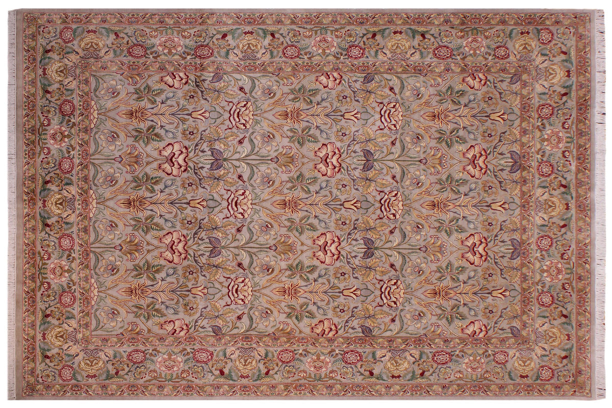 handmade Transitional Lily Gray Gray Hand Knotted RECTANGLE 100% WOOL area rug 9x12