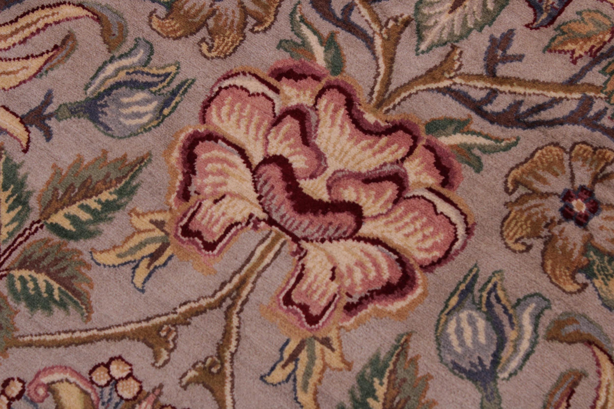 handmade Transitional Lily Gray Gray Hand Knotted RECTANGLE 100% WOOL area rug 9x12