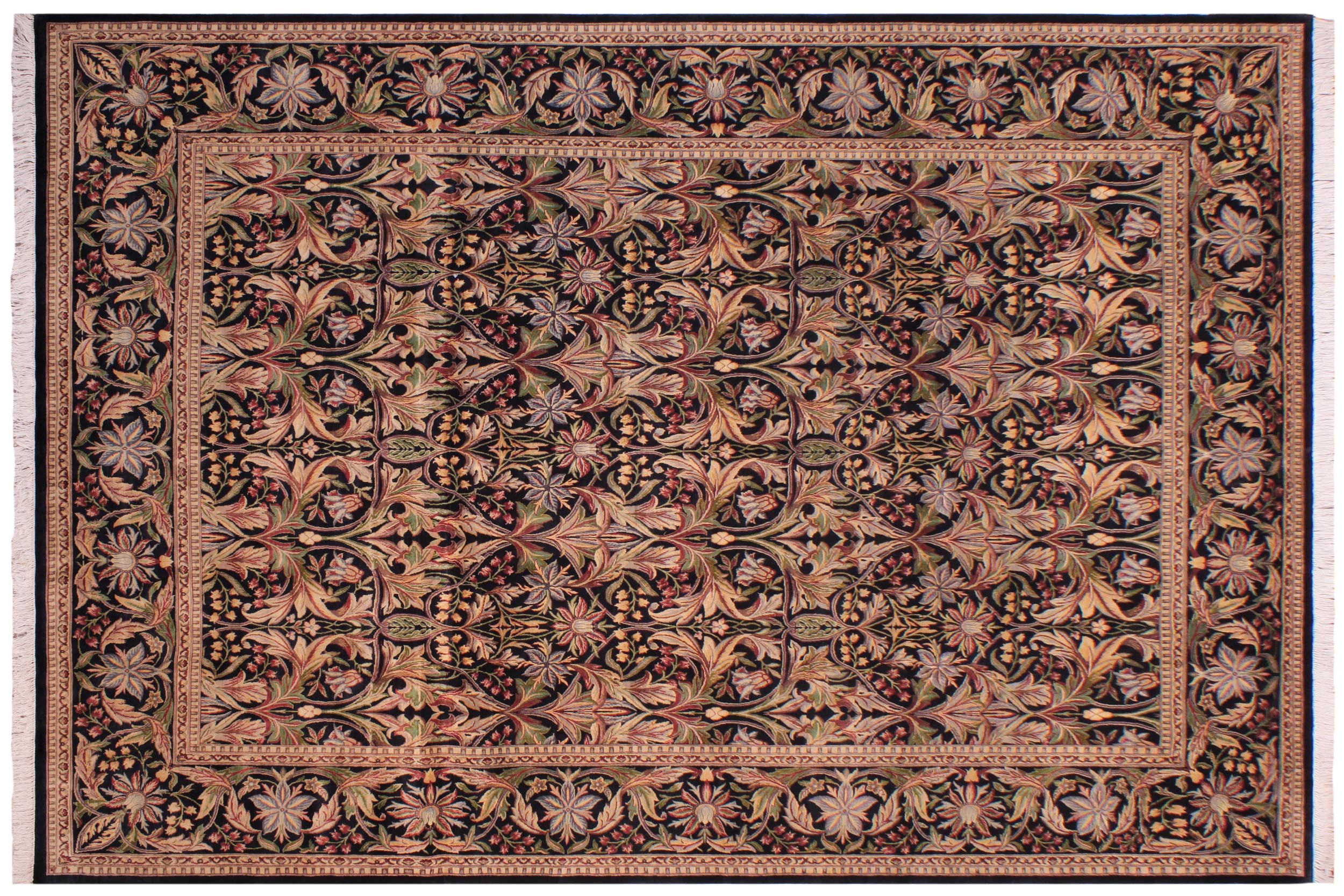 handmade Transitional Internation Black Black Hand Knotted RECTANGLE 100% WOOL area rug 9x12