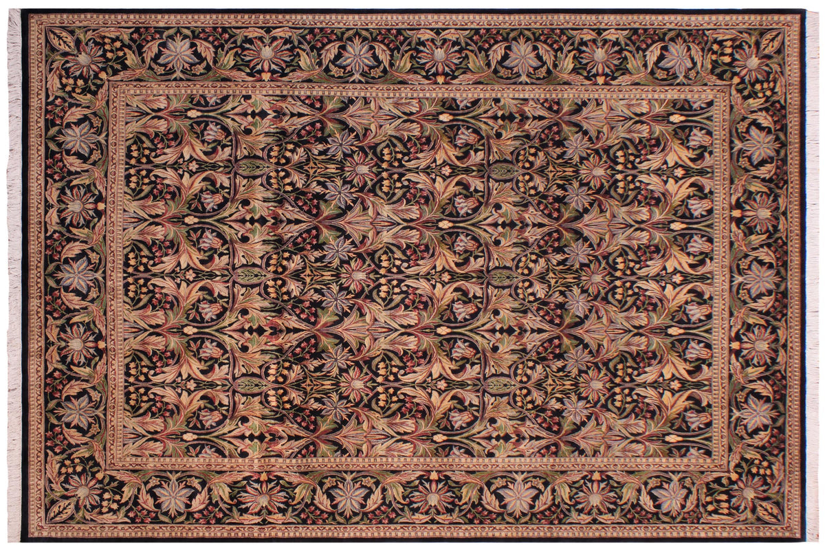 handmade Transitional Internation Black Black Hand Knotted RECTANGLE 100% WOOL area rug 9x12
