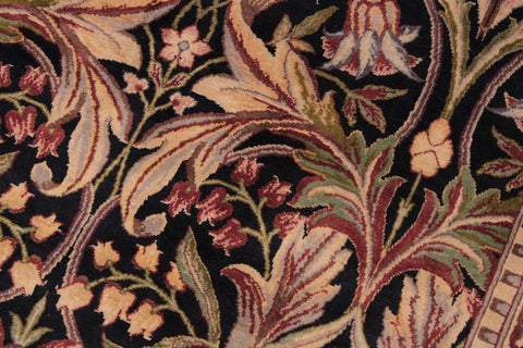 handmade Transitional Internation Black Black Hand Knotted RECTANGLE 100% WOOL area rug 9x12