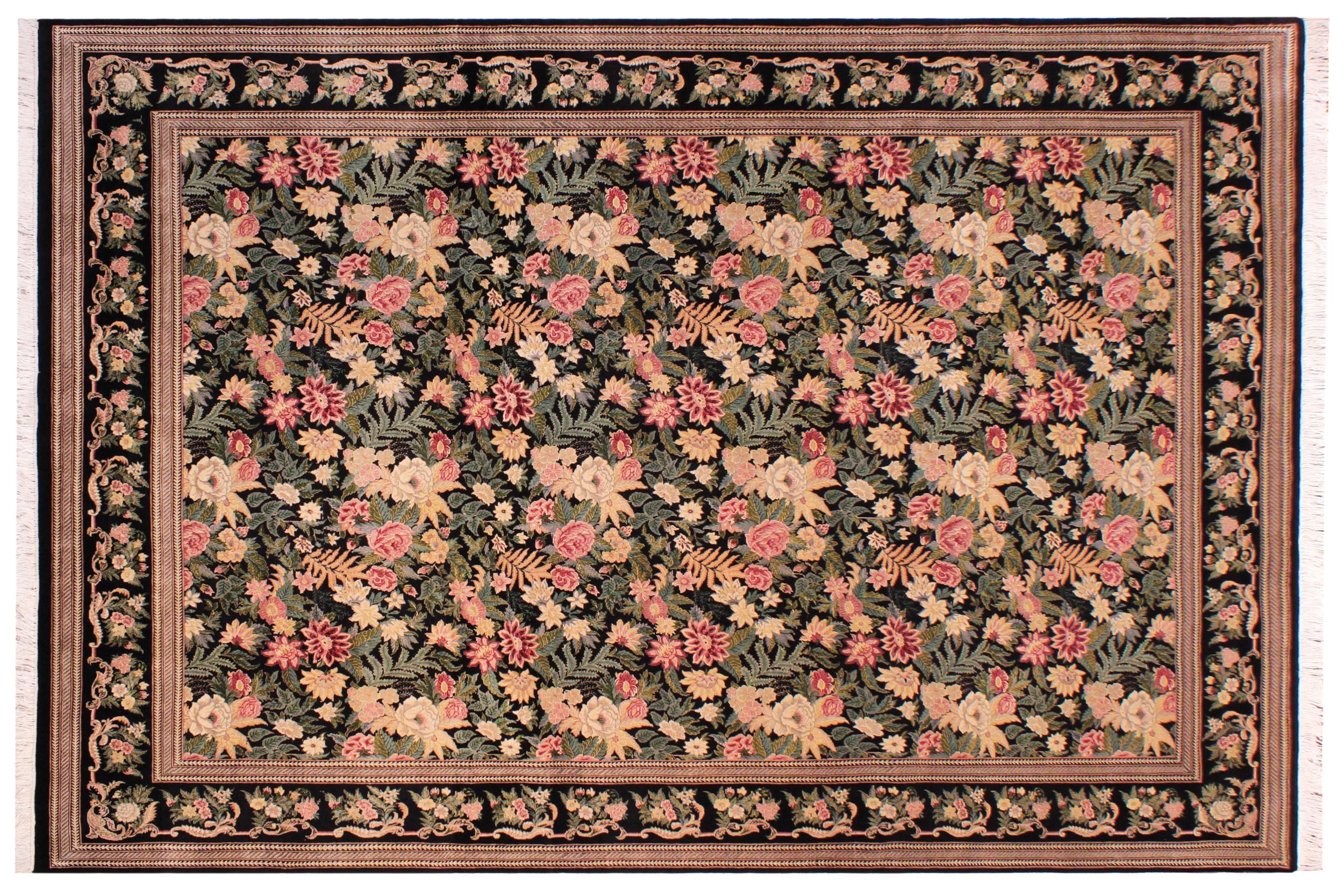 handmade Transitional David Black Black Hand Knotted RECTANGLE 100% WOOL area rug 9x12