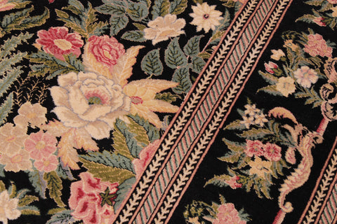 handmade Transitional David Black Black Hand Knotted RECTANGLE 100% WOOL area rug 9x12