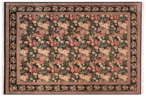 handmade Transitional David Black Black Hand Knotted RECTANGLE 100% WOOL area rug 9x12