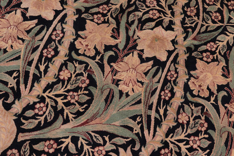 handmade Transitional Dafodils Black Tan Hand Knotted RECTANGLE 100% WOOL area rug 9x12