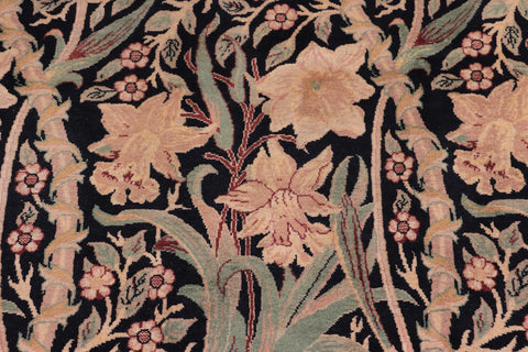 handmade Transitional Dafodils Black Tan Hand Knotted RECTANGLE 100% WOOL area rug 9x12