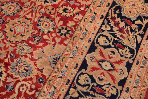 handmade Transitional Mahal Red Blue Hand Knotted RECTANGLE 100% WOOL area rug 9x12