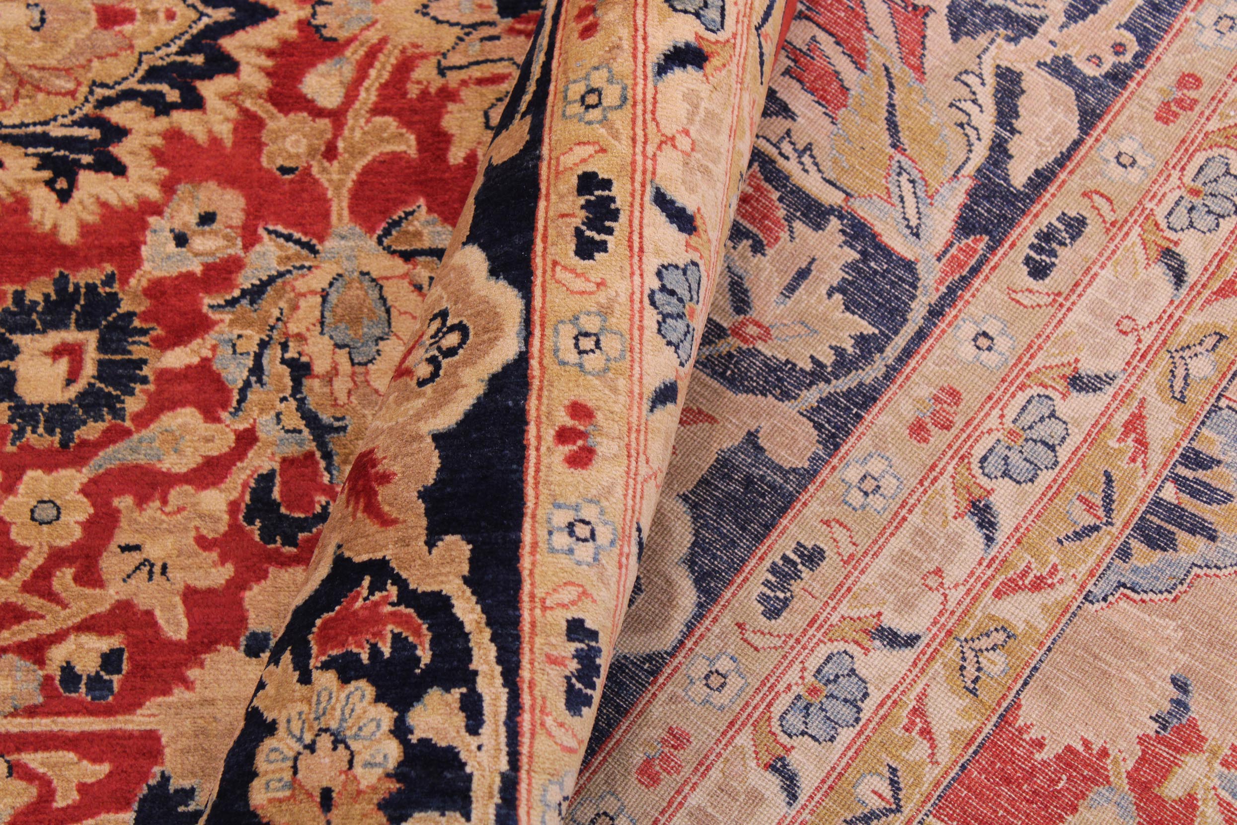 handmade Transitional Mahal Red Blue Hand Knotted RECTANGLE 100% WOOL area rug 9x12