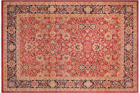 handmade Transitional Mahal Red Blue Hand Knotted RECTANGLE 100% WOOL area rug 9x12